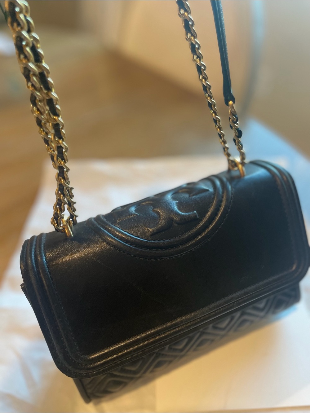 Tory Burch Black Leather Quilted Mini Shoulder Bag with Gold Hardware - Picture 3 of 8